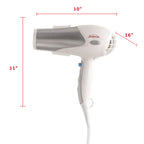 Sunbeam Full-Size Hospitality Wall-Mount Hair Dryer with GreenSense Dual Wattage and LED Nightlight, White/Silver