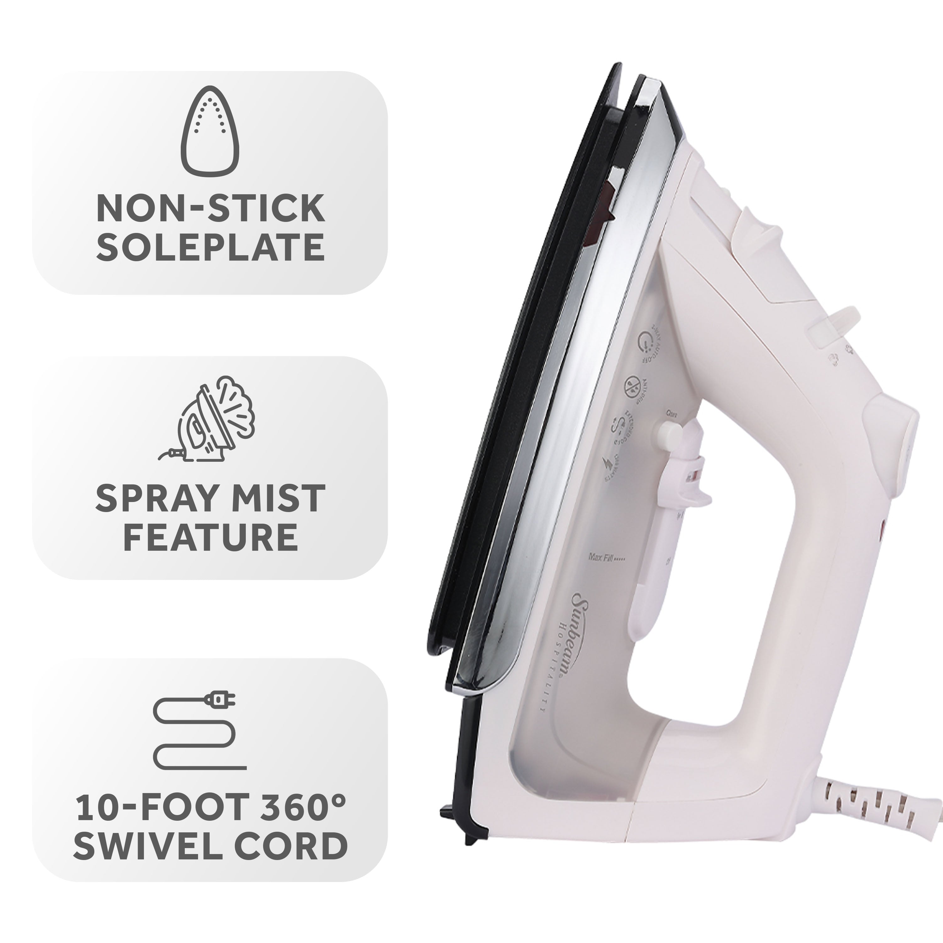Sunbeam Classic Hospitality Steam Iron with GreenSense Technology Available in White and Black