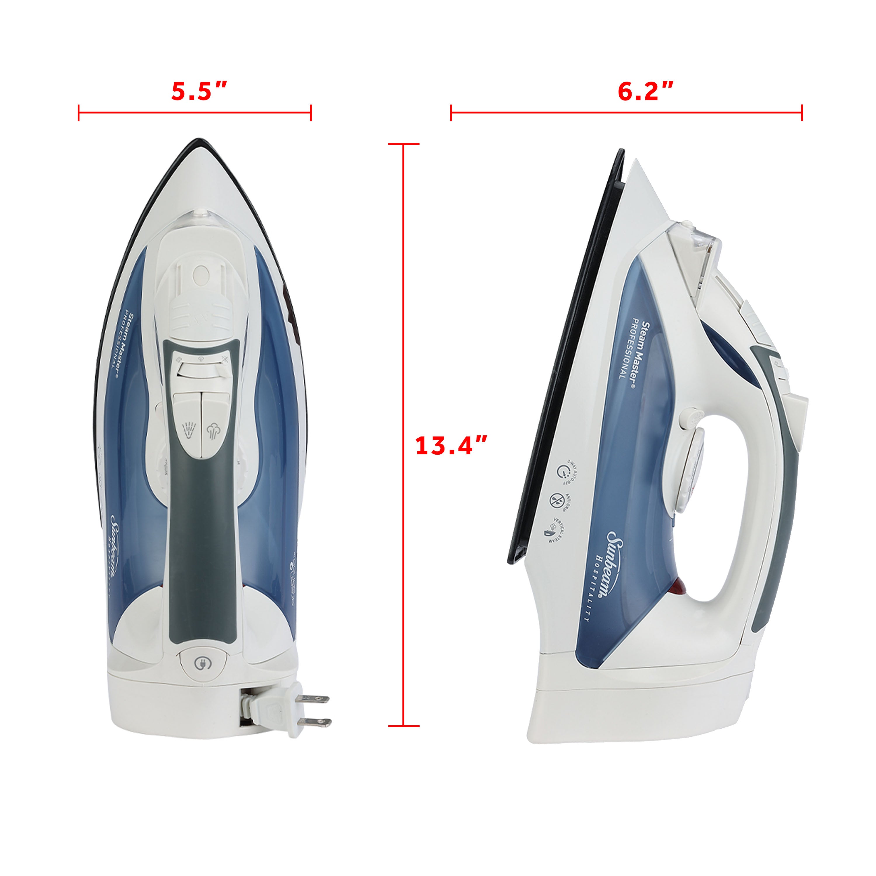 Sunbeam Steam Master Retractable Hospitality Steam Iron with ClearView LED Light and GreenSense Technology