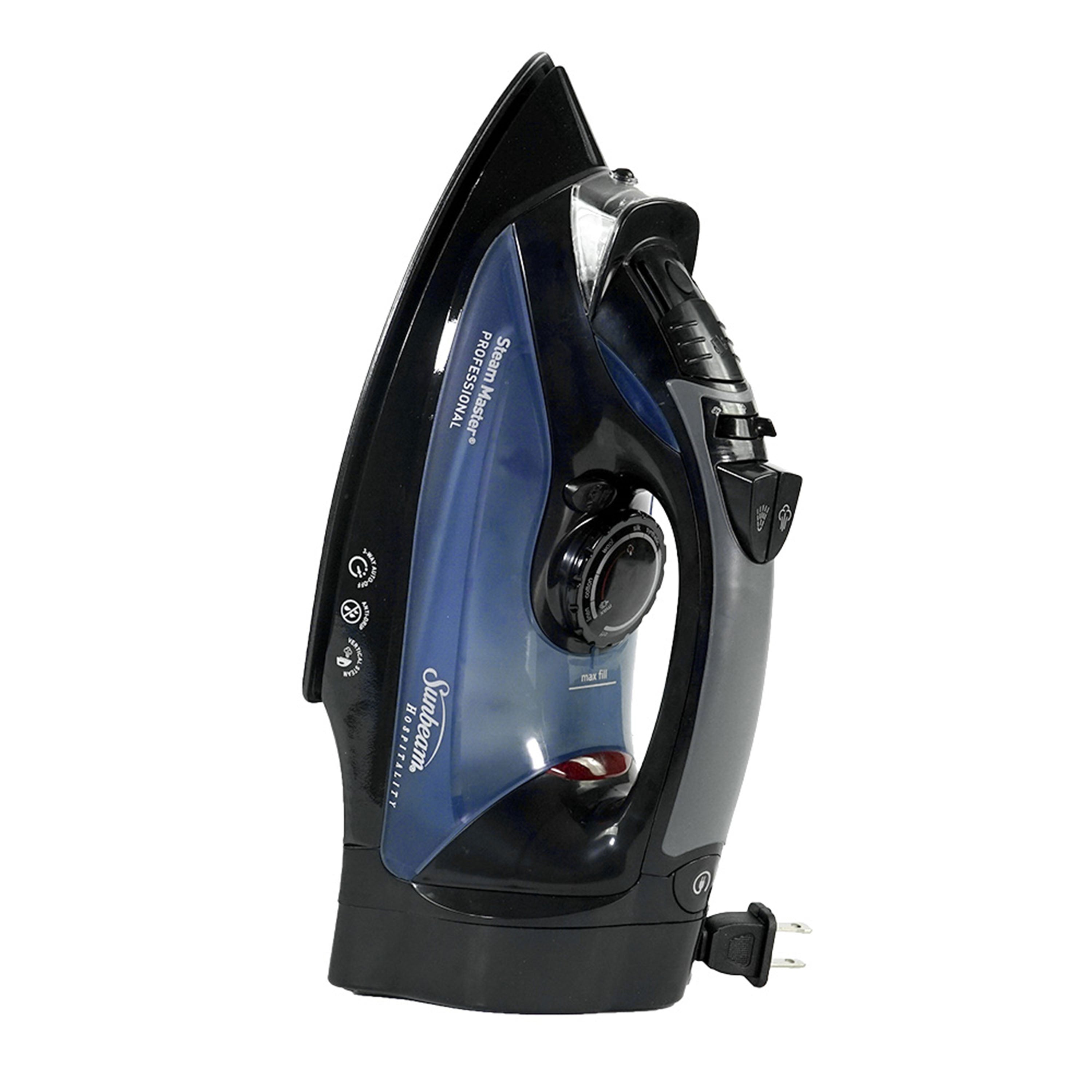 Sunbeam Steam Master Retractable Hospitality Steam Iron with ClearView LED Light and GreenSense Technology Available in White/Blue and Black/Blue