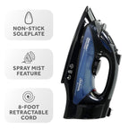 Sunbeam Steam Master Retractable Hospitality Steam Iron with ClearView LED Light and GreenSense Technology Available in White/Blue and Black/Blue