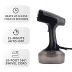 Sunbeam Handheld Hospitality Garment Steamer with Dual Steam Settings and 15-Minute Auto-Off
