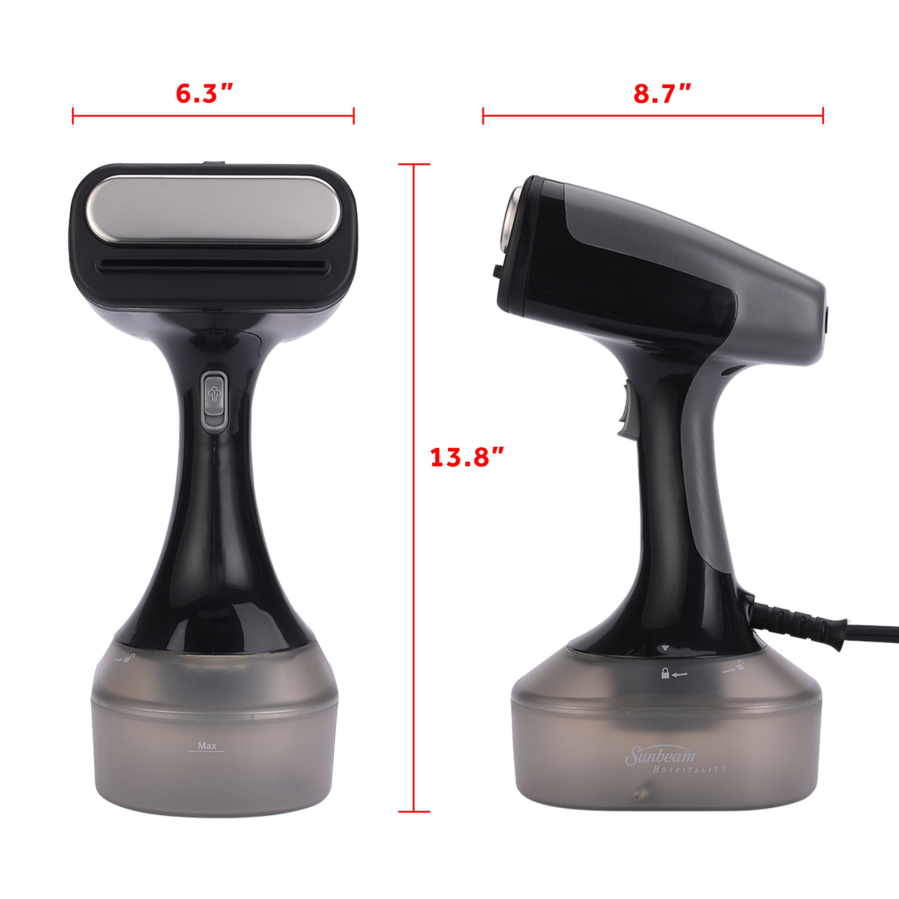 Sunbeam Handheld Hospitality Garment Steamer with Dual Steam Settings and 15-Minute Auto-Off