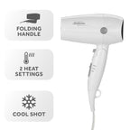 Sunbeam Mid-Sized Folding Hospitality Hair Dryer Available in White and Black