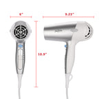 Sunbeam Wall-Mount Hospitality Hair Dryer with GreenSense Dual Wattage and Tourmaline Technology Available in White/Silver