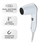 Sunbeam GreenSense Hospitality Wall-Mount Hair Dryer with Dual Wattage and Tourmaline Technology, Available in White and Gray