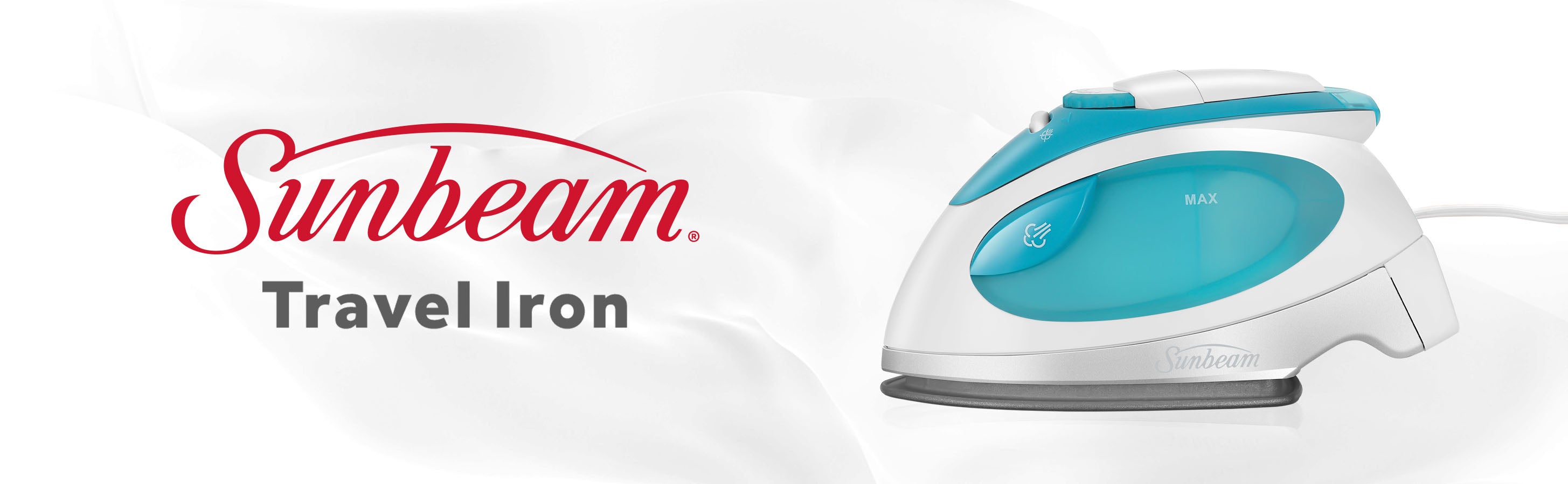 Sunbeam 1080W Travel Steam Iron, White/Teal