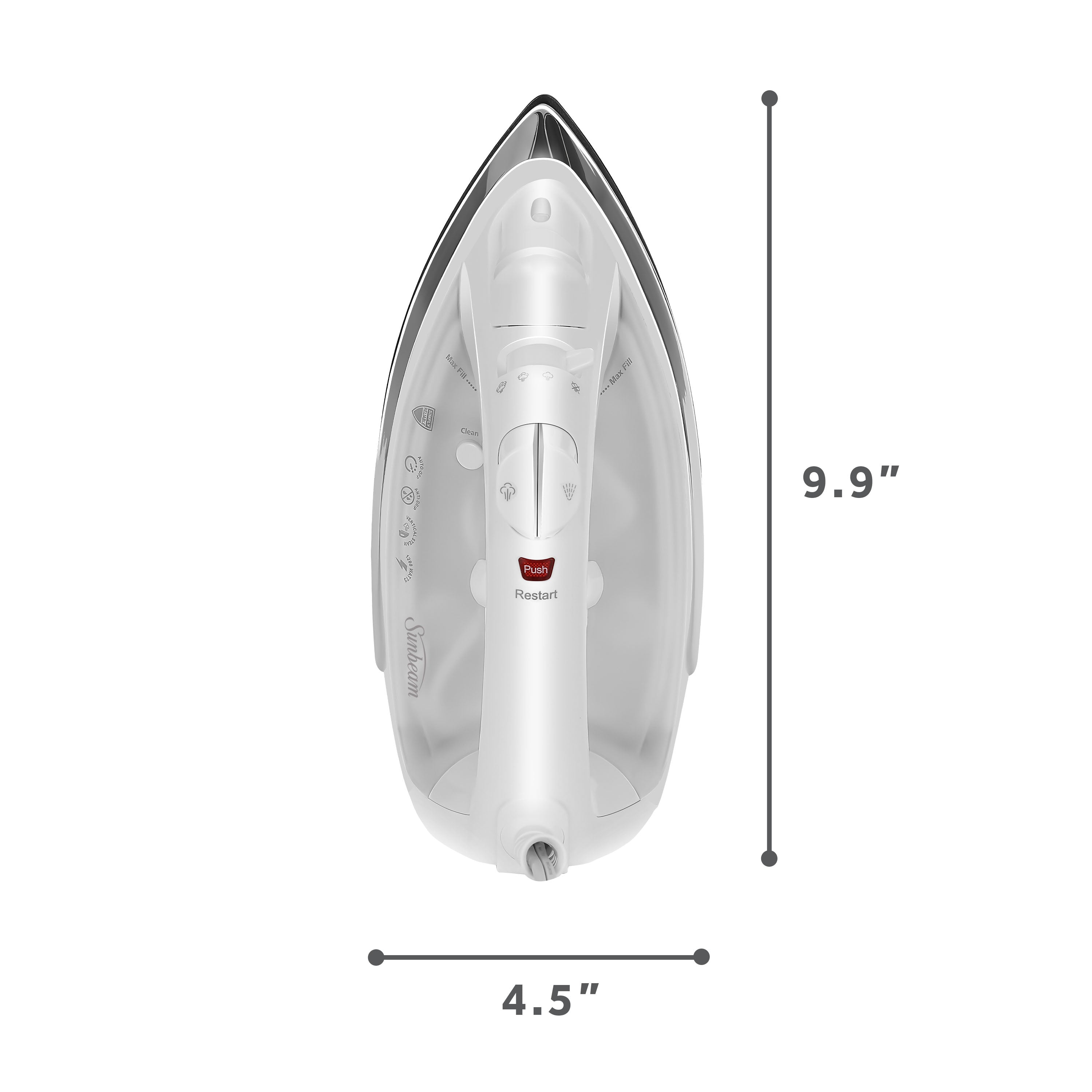 Sunbeam 1200W Classic Iron, White/Clear