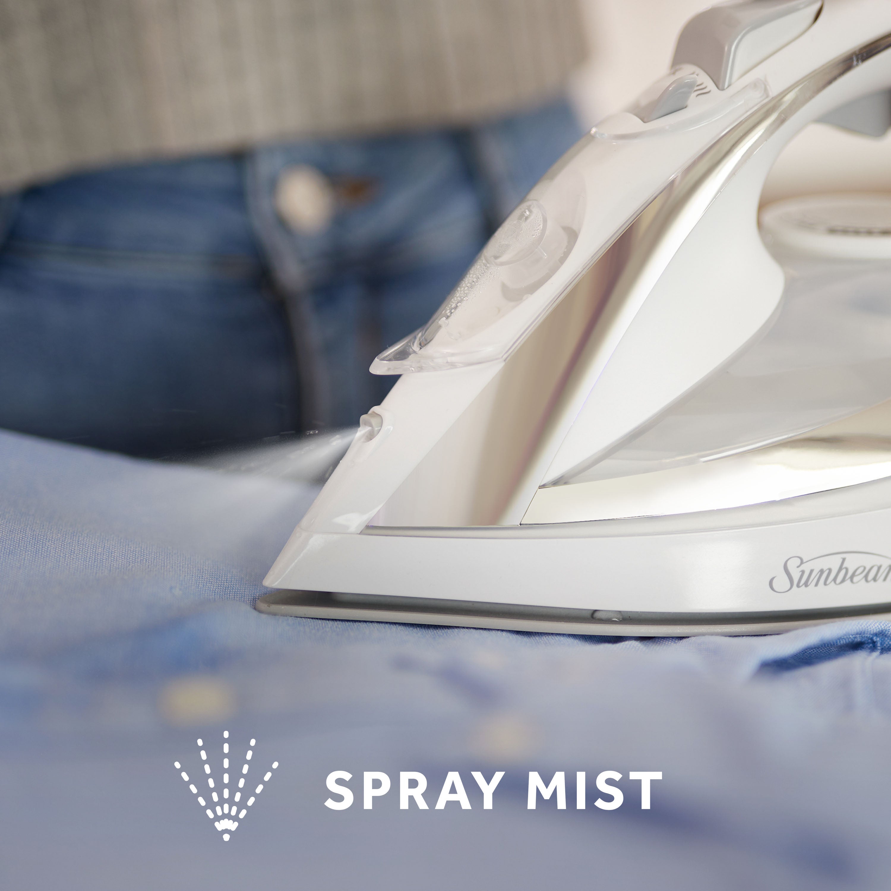 Sunbeam 1700W Turbo Steam Iron, White/Chrome