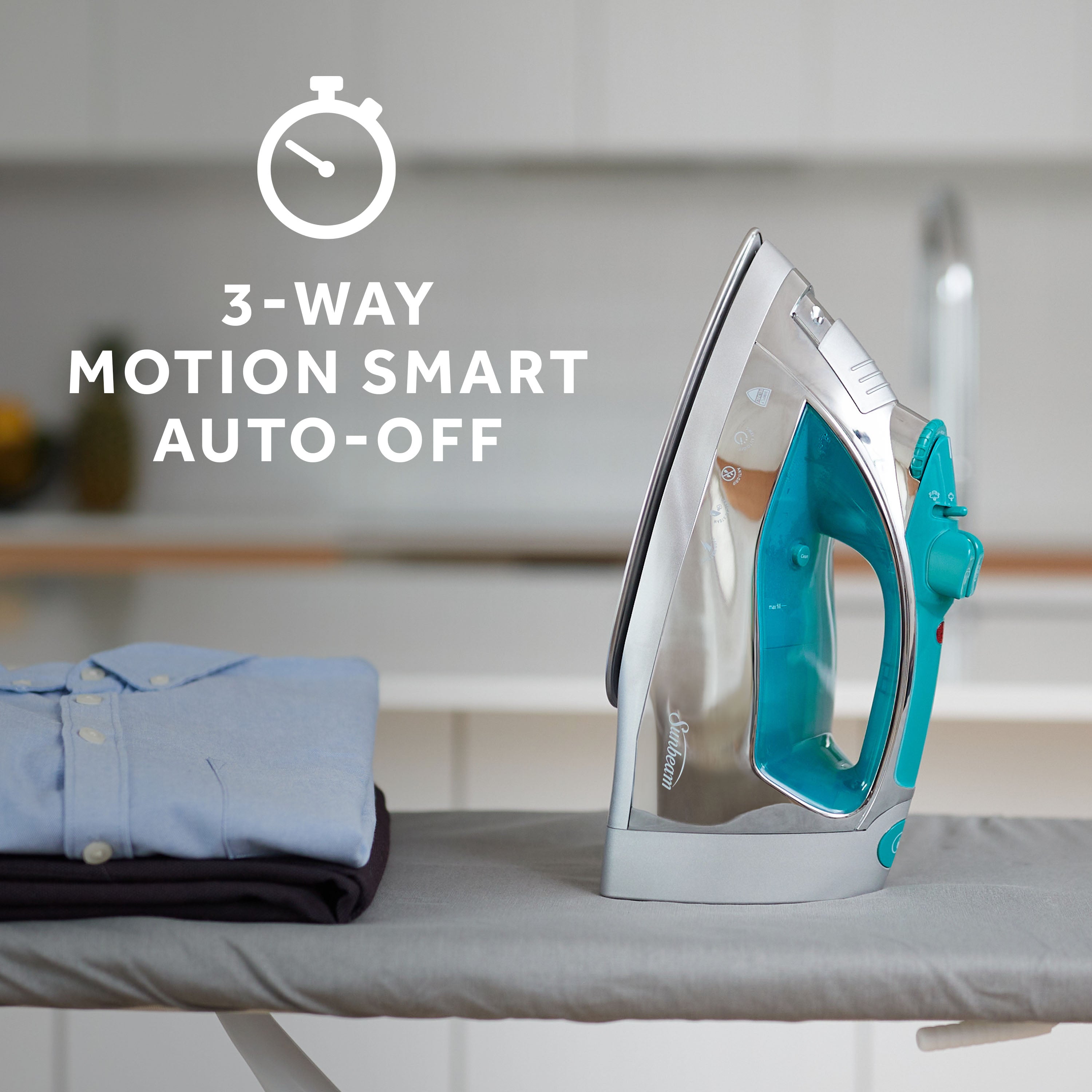 Sunbeam 1400W Steammaster Iron, Chrome/Blue