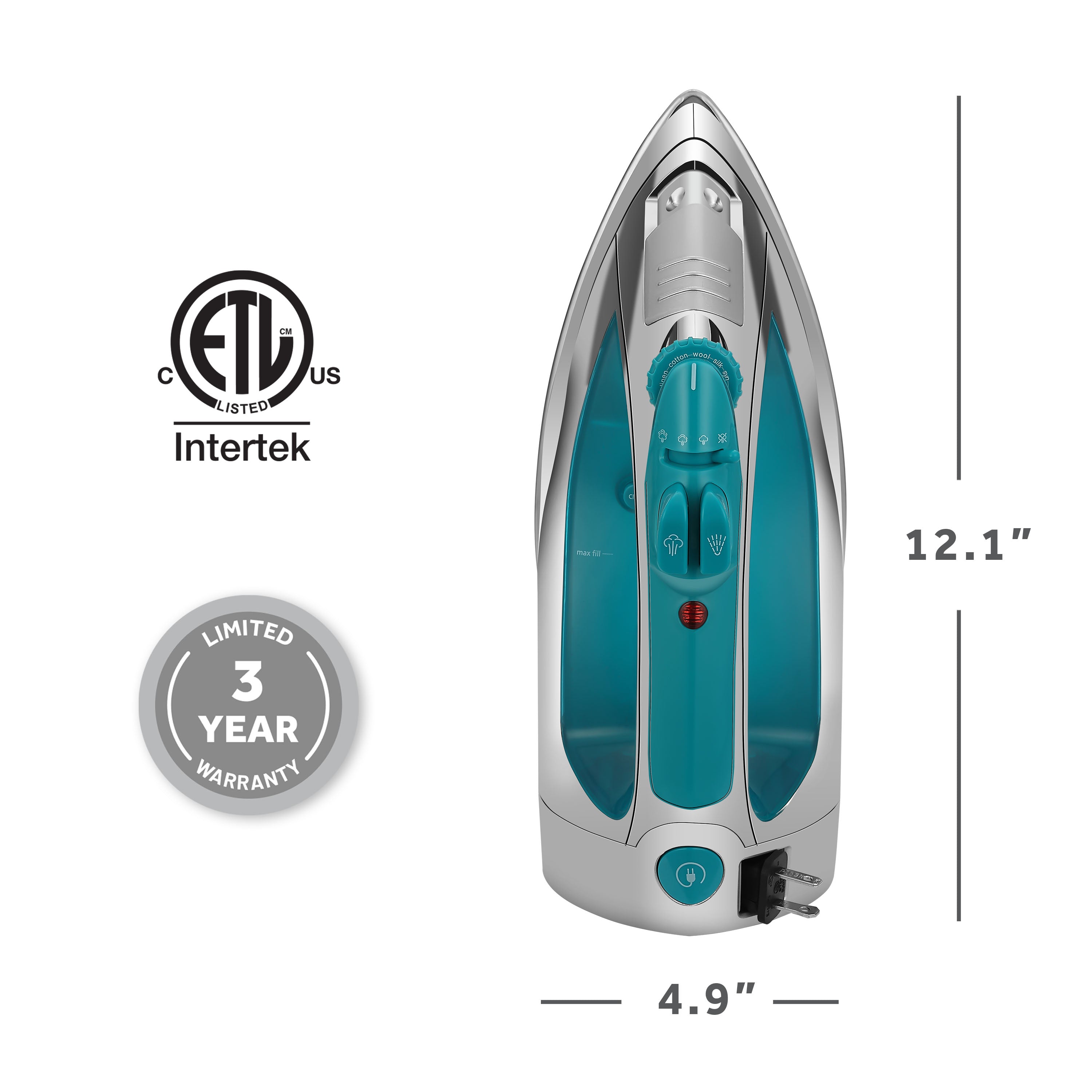 Sunbeam 1400W Steammaster Iron, Chrome/Blue