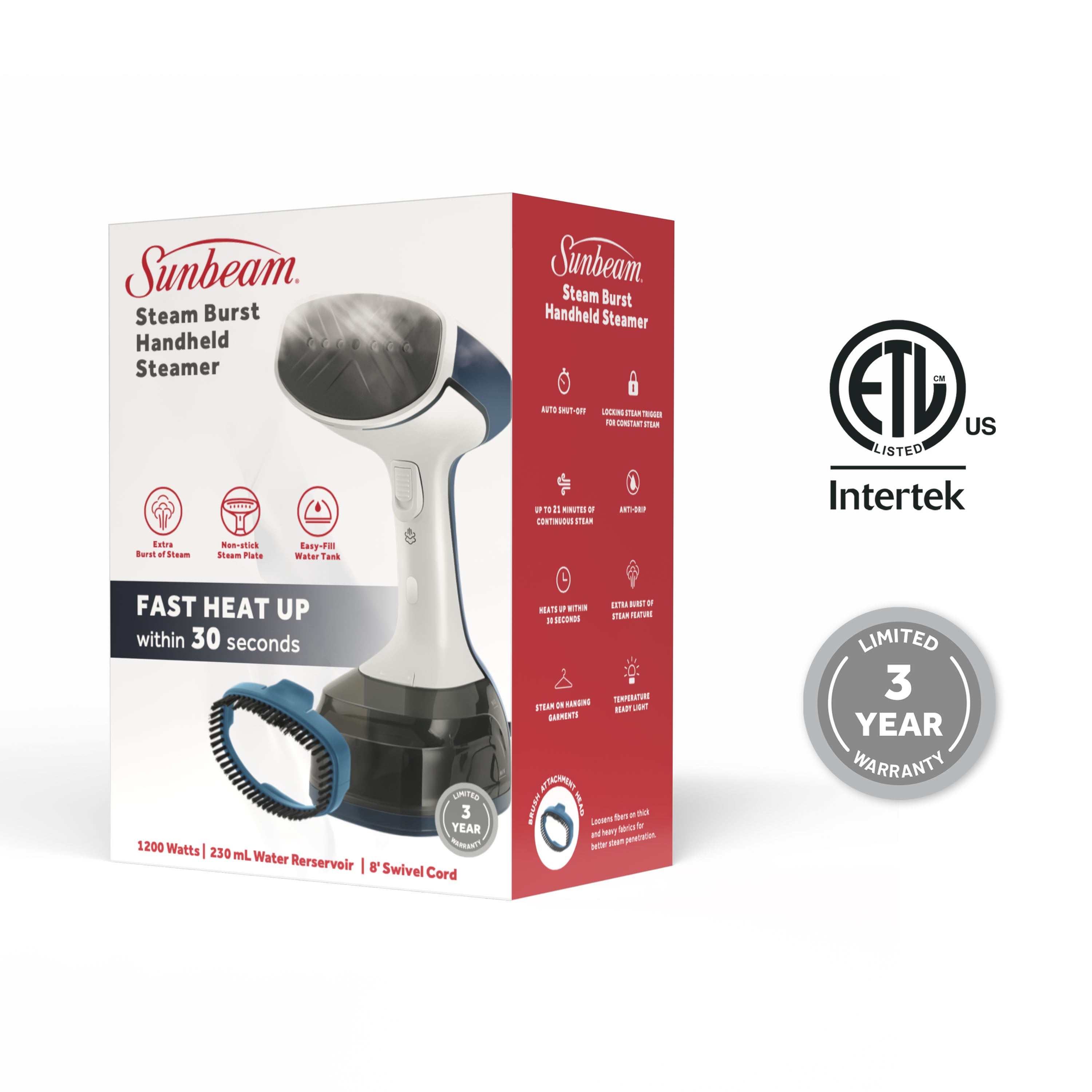 Sunbeam 1200W Steam Burst Handheld Steamer for Clothes