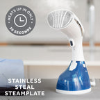 Sunbeam 1200W Power Steam Handheld Steamer, White/Blue