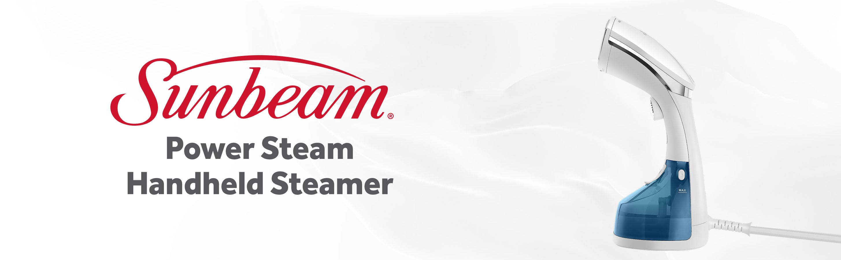 Sunbeam 1200W Power Steam Handheld Steamer, White/Blue