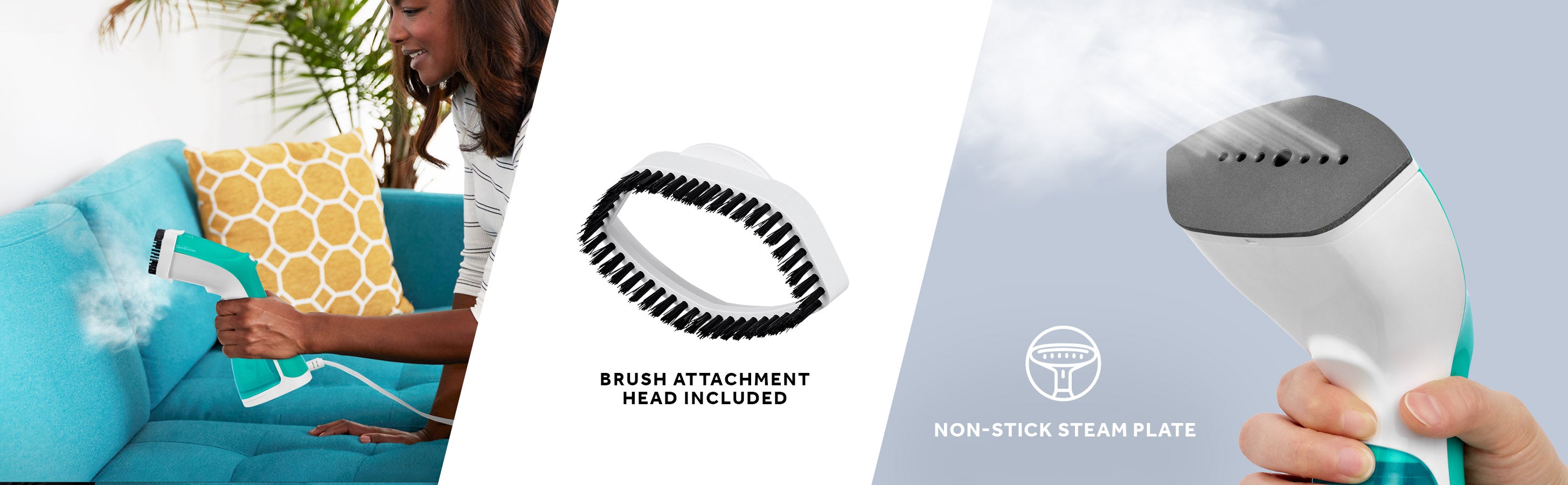 Sunbeam 1000W Compact Handheld Steamer with Brush Attachment