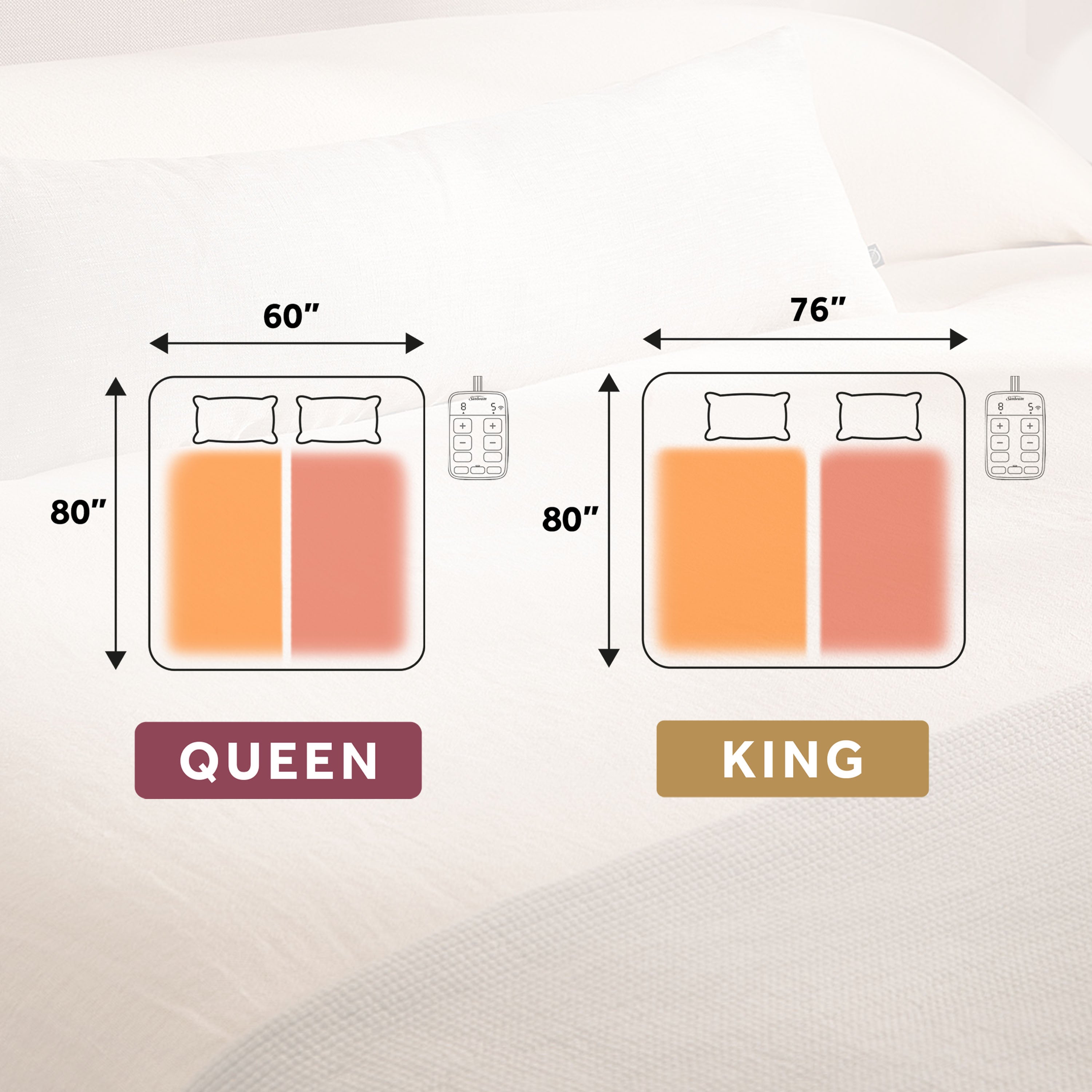 Sunbeam Wi-Fi Premium Heated Mattress Pad Queen 80x60