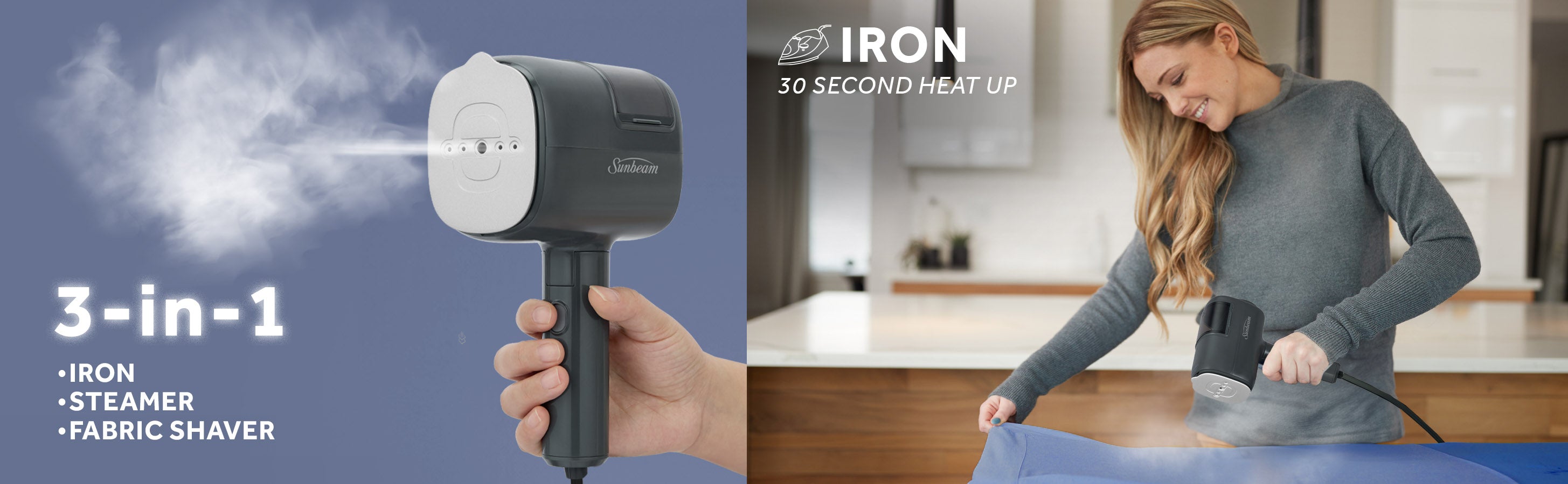 ReviveSystem 3-in-1 Steamer, Iron and Fabric Shaver