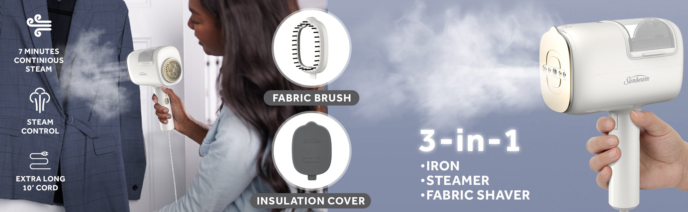 Sunbeam ReviveSystem 3-in-1 
Steamer, Iron, Fabric Shaver