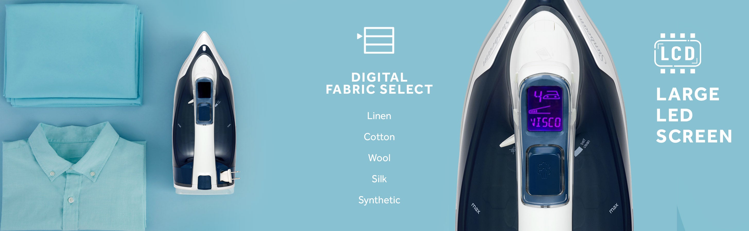 Sunbeam 1700W Digital Pro Steam Iron with Rectractable Cord