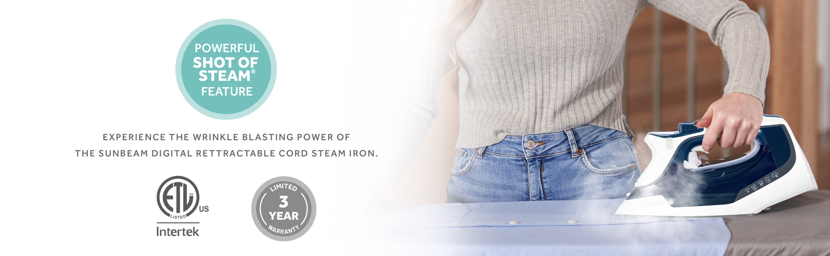 Sunbeam 1700W Digital Pro Steam Iron with Rectractable Cord