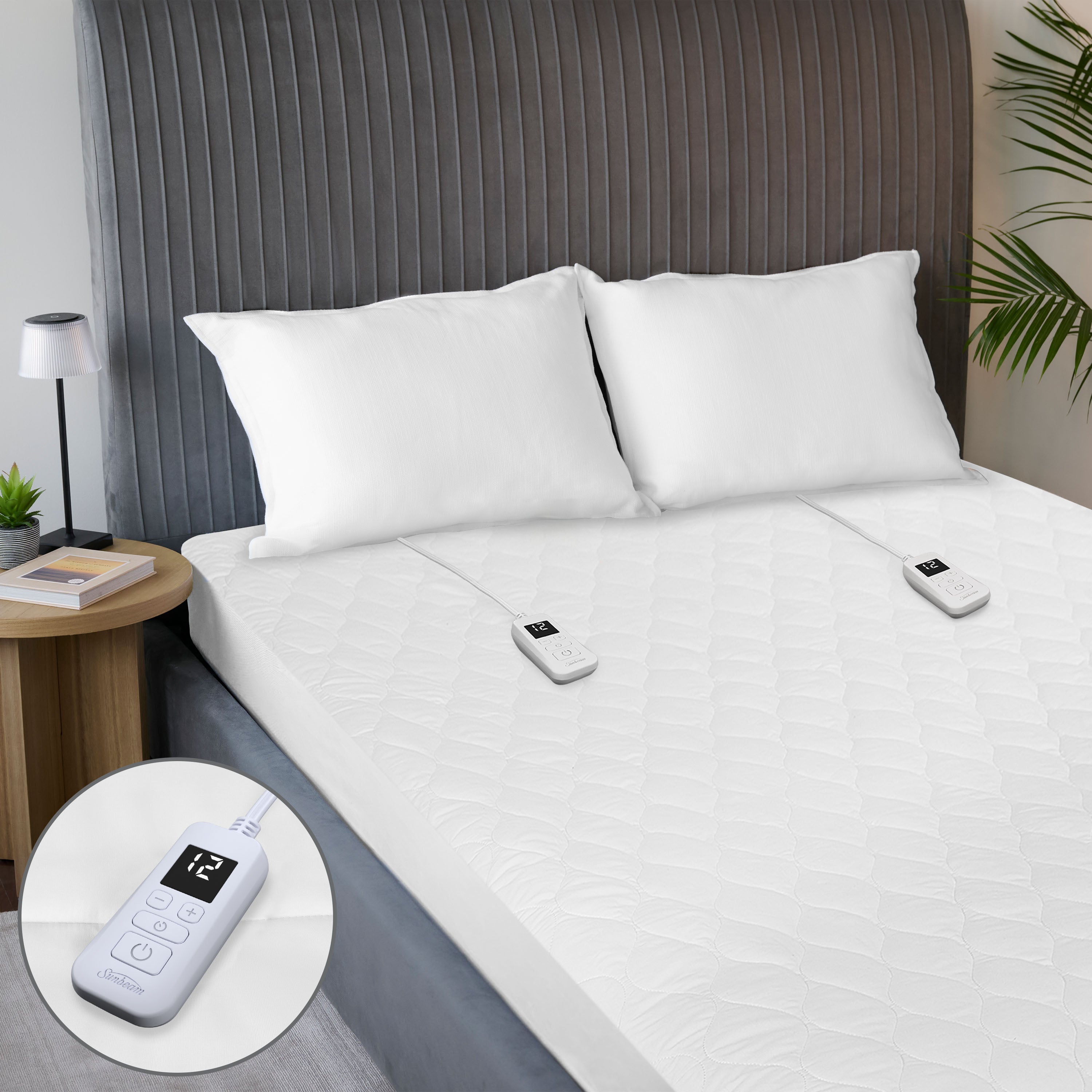 Sunbeam Restful Quilted Water-Resistant Heated Mattress Pad Queen 80x60