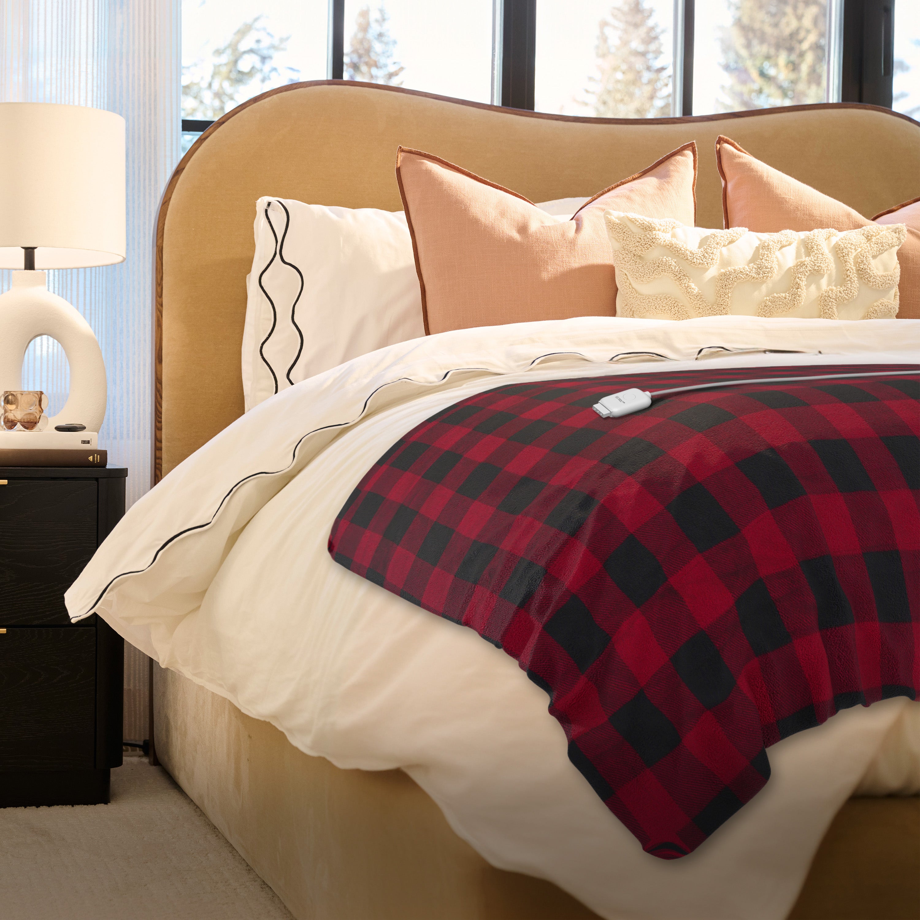 Sunbeam Electric Heated Throw 
Microplush Buffalo Plaid Red Black 50 x 60