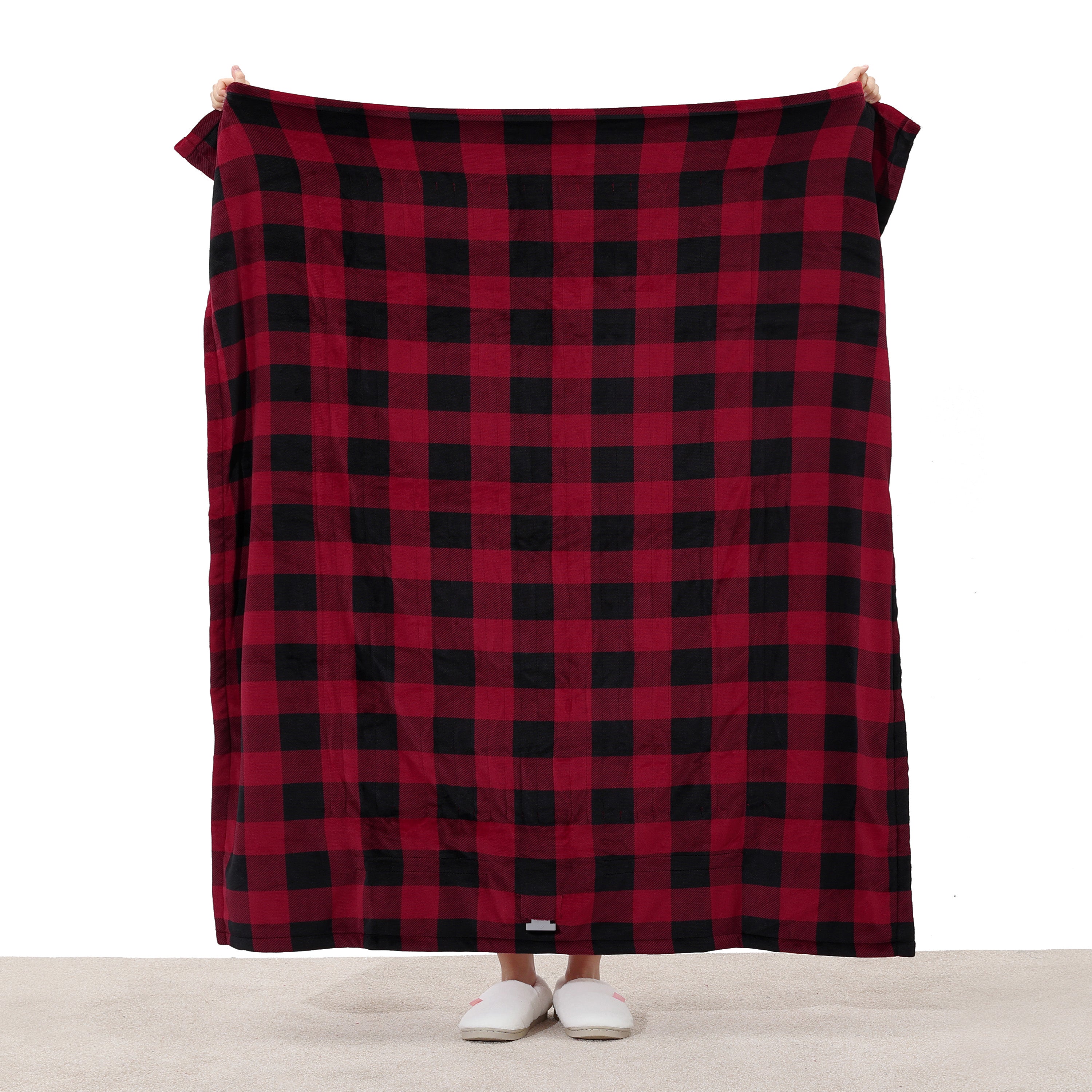 Sunbeam Electric Heated Throw 
Microplush Buffalo Plaid Red Black 50 x 60