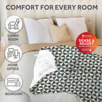 Sunbeam Heated Sage Green Triangle Throw Blanket Microplush 4 Heat Settings 50x70