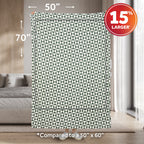 Sunbeam Heated Sage Green Triangle Throw Blanket Microplush 4 Heat Settings 50x70