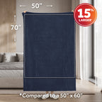 Sunbeam Heated Navy Blue Throw Blanket Microplush Faux Shearling 4 Heat Settings 50x70