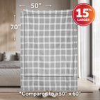 Sunbeam Heated Tartan Gray Throw Blanket Microplush Faux Shearling 4 Heat 50x70