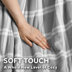 Sunbeam Heated Tartan Gray Throw Blanket Microplush Faux Shearling 4 Heat 50x70