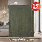 Sunbeam Heated Khaki Green Throw Blanket Faux Shearling Foot Pocket 4 Heat 50x70
