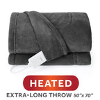Sunbeam Heated Gray Throw Blanket Ultimate Cozy Microplush 4 Heat Settings 50x60