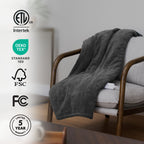 Sunbeam Heated Gray Throw Blanket Ultimate Cozy Microplush 4 Heat Settings 50x60