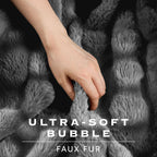 Sunbeam Heated Slate Gray Throw Blanket Bubble Faux Fur 4 Heat Settings 50x60
