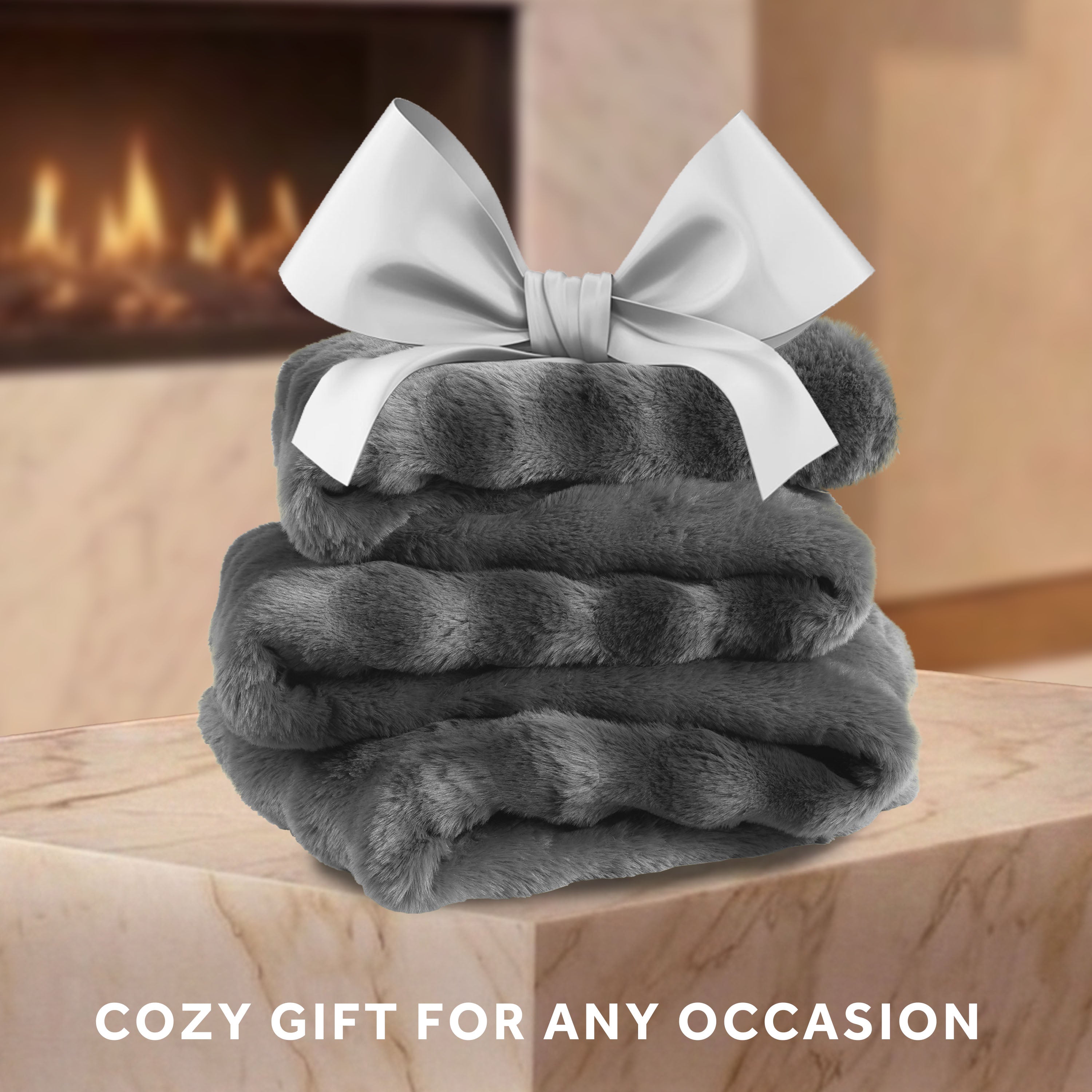 Sunbeam Heated Slate Gray Throw Blanket Bubble Faux Fur 4 Heat Settings 50x60