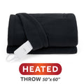 Sunbeam Heated Black Throw Blanket Brushed Fleece 4 Heat Settings 50x60
