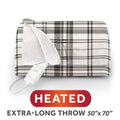 Sunbeam Heated Black White Vintage Plaid Throw Blanket Microplush 4 Heat Settings 50x70