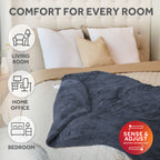 Sunbeam Heated Big Blue Throw Blanket Microplush 4 Heat Settings 50x70
