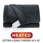 Sunbeam Heated Greystone Throw Blanket Microplush 4 Heat Settings 50x70
