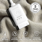 Sunbeam Heated Light Gray Throw Blanket Microplush 4 Heat Settings 50x70