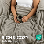 Sunbeam Heated Light Gray Throw Blanket Microplush 4 Heat Settings 50x70