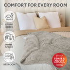 Sunbeam Heated Light Gray Throw Blanket Microplush 4 Heat Settings 50x70