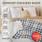 Sunbeam Heated Balmoral Blue Throw Blanket Microplush 4 Heat Settings 50x70