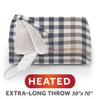 Sunbeam Heated Balmoral Blue Throw Blanket Microplush 4 Heat Settings 50x70