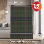 Sunbeam Heated Vintage Plaid Green Throw Microplush 4 Heat Settings 50x70