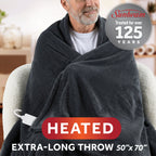 Sunbeam Heated Greystone Throw Blanket Microplush Faux Shearling 4 Heat 50x70