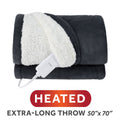 Sunbeam Heated Greystone Throw Blanket Microplush Faux Shearling 4 Heat 50x70