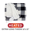 Sunbeam Heated Black Buffalo Throw Blanket Microplush Faux Shearling 4 Heat 50x70